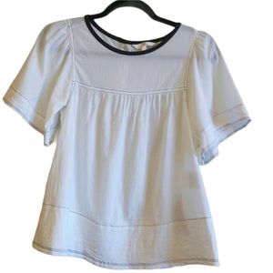 Feminine White Cotton Flutter Sleeve Top